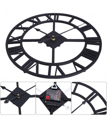 TRADITIONAL VINTAGE STYLE IRON WALL CLOCK ROMAN NUMERALS HOME DECOR 38cm