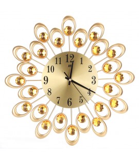 Inlaid Diamond Flower Living Room Silence Bedroom Metal Wall Clock
