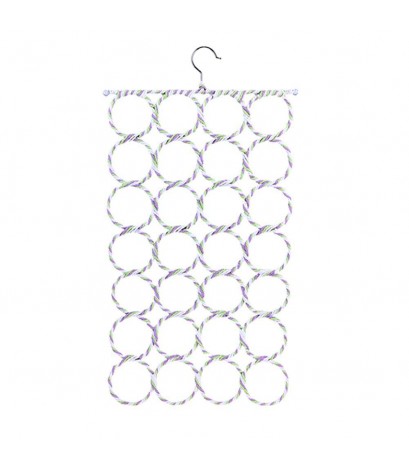 Multi-use 28-Hole Ring Rope Scarf Wrap Shawl Storage Holder Hanger Tie Rack