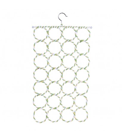 Multi-use 28-Hole Ring Rope Scarf Wrap Shawl Storage Holder Hanger Tie Rack
