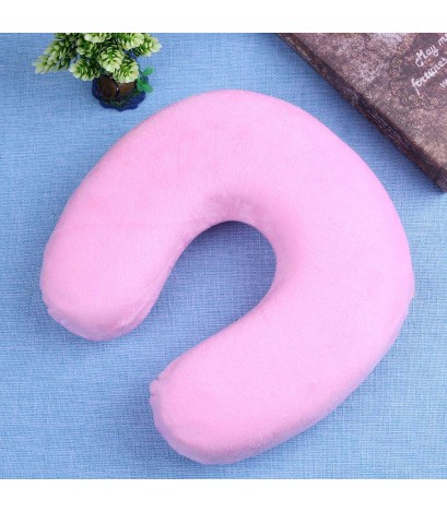 Neck Pillow Memory Foam U Shape Pillow Neck Head Support Cushion(Pink)