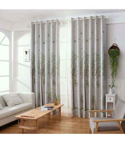 Birdcage Trees Drapes Living Room Blackout Curtain Window Shading Panel