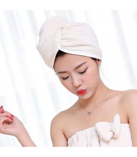 Women Bathroom Super Absorbent Quick-drying Bath Towel Hair Dry Cap (Beige)