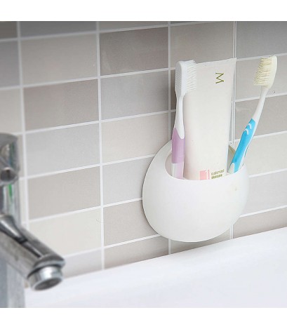 Toothbrush Holder Suction Cup Organizer Bathroom Kitchen Storage Tool White