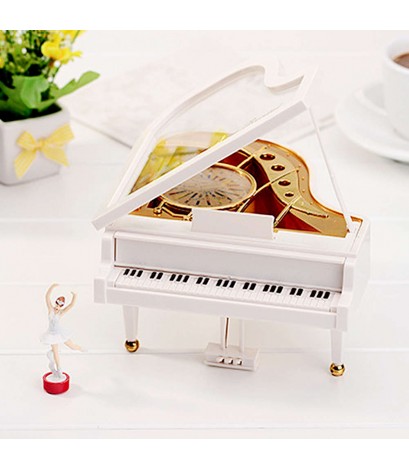Clockwork Type Rotary Classical Ballerina Girl On The Piano Music Box